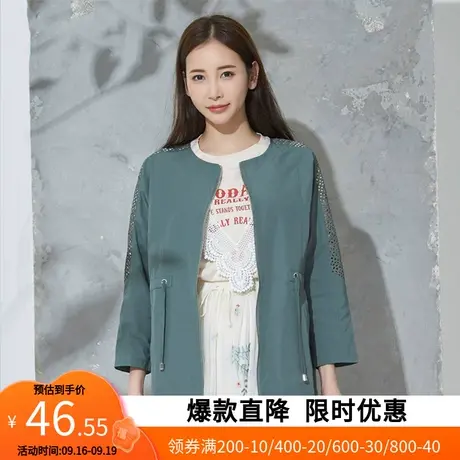 艾格2023春季女装韩版修身时尚百搭休闲个性中长款风衣外套Z57商品大图