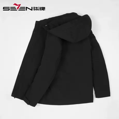柒牌男装清仓秋冬防风舒适尼克服男士简约百搭保暖连帽外套图片