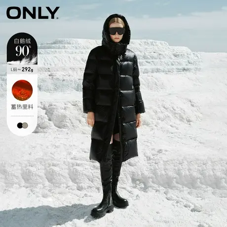 【重磅鹅绒服】ONLY冬季连帽防风保暖长款连帽羽绒服女|123412003商品大图