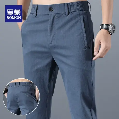 罗蒙夏季休闲裤男薄款冰丝2023新款修身小脚直筒潮流男士运动长裤图片