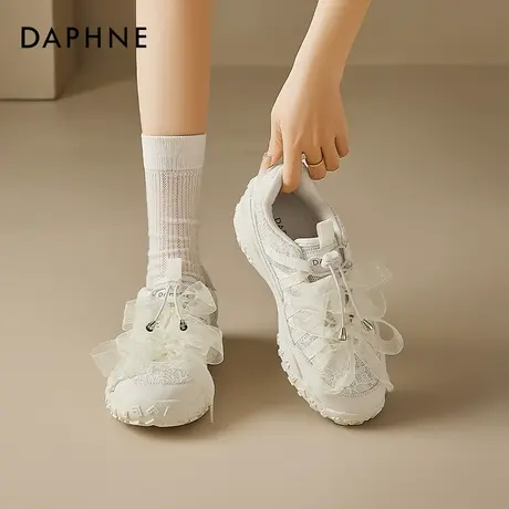达芙妮户外登山鞋子女2025新款爆款增高厚底白鞋夏季运动休闲鞋图片