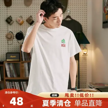 唐狮2023年夏季新款纯棉短袖T恤男潮流小恐龙ins休闲宽松上衣体恤图片