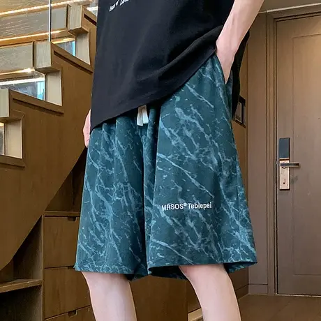沙滩裤男夏季薄款花短裤居家宽松睡裤五分大裤衩潮牌美式休闲裤子商品大图