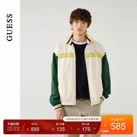 GUESS25年新款春季男士时尚撞色拼接宽松立领外套-M5PL46W55R0商品大图