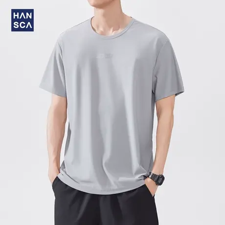 hansca 冰丝珠地凉感运动短袖T男款2025夏季字母印花弹力休闲上衣商品大图