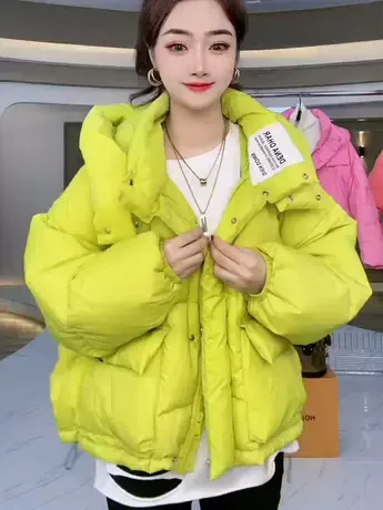 网红时尚羽绒服女短款2023冬季新款连帽宽松面包服加厚爆款外套潮图片