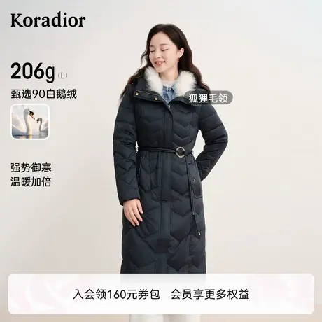 【博主同款】珂莱蒂尔冬季新款御寒保暖中长款白鹅绒羽绒服外套女图片
