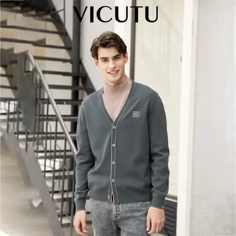 VICUTU威可多开衫男绵羊毛舒暖亲肤V领简约商务休闲百搭针织衫图片