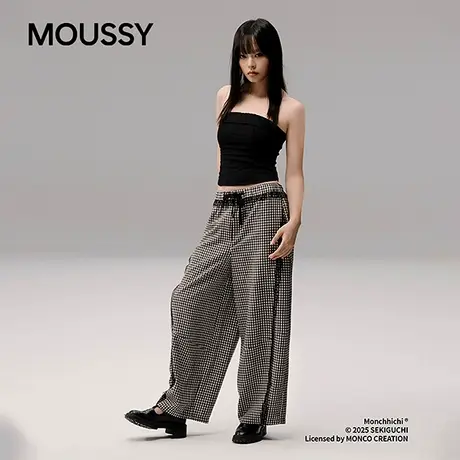 MOUSSY&Monchhichi合作款2025秋季新品格子休闲长裤028IAA01-1014商品大图