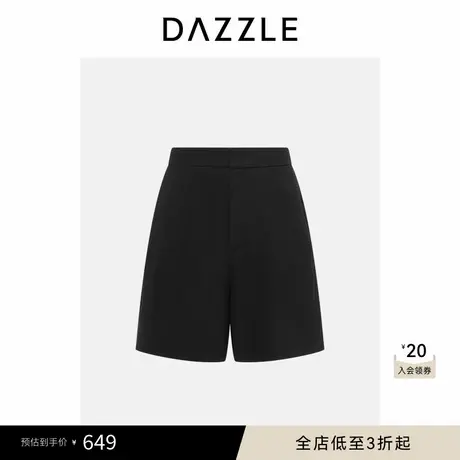 DAZZLE 地素奥莱裤秋季黑色亚麻混纺精纺中裤短裤图片