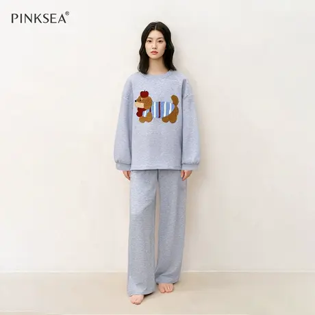 【暖烘烘】睡衣女款秋冬加厚暖绒保暖长袖可外穿腊肠狗家居服套装商品大图