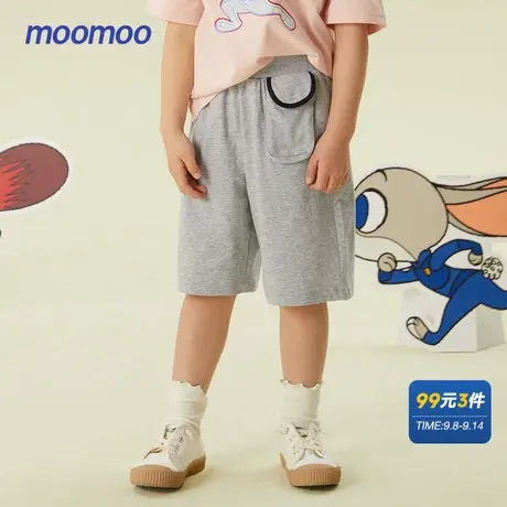 moomoo童装男女中童口袋五分裤夏新款凉爽透气休闲裤全棉休闲裤商品大图