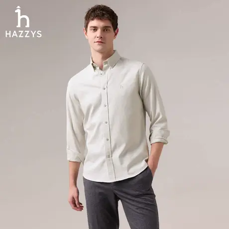 【商场同款】Hazzys哈吉斯男士羊毛混纺衬衫2025冬季新款休闲上衣商品大图