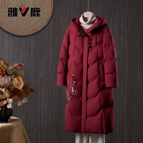 雅鹿官方时尚冬季加厚中长款纯色妈妈装显瘦正品新款保暖羽绒服商品大图