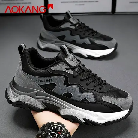 奥康男鞋2026新款春季软底跑步运动鞋男士厚底增高休闲百搭老爹鞋商品大图