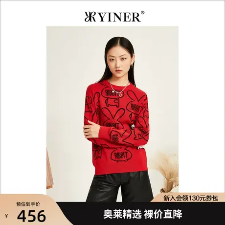 YINER音儿女装2022秋季新款卡通上衣羊毛针织衫商品大图