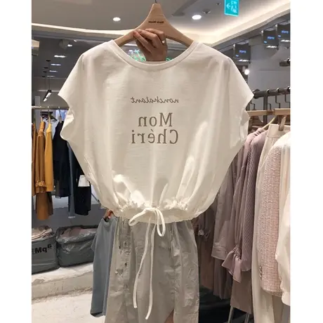 蝙蝠衫短袖T恤女装夏季2025新款韩版宽松学生百搭半袖设计感上衣商品大图