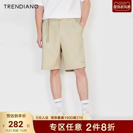 TRENDIANO宽松五分裤2023夏季新款时尚休闲短裤黑色男款裤子潮牌图片