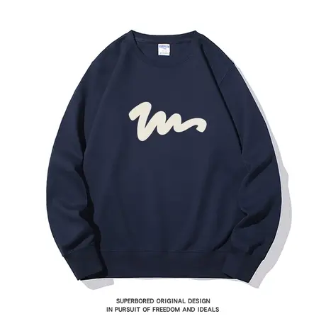 美式复古圆领卫衣男秋冬潮牌简约字母上衣宽松休闲百搭无帽外套商品大图