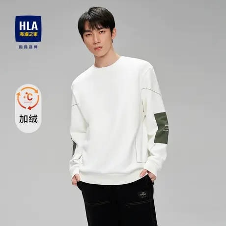 HLA/海澜之家时尚线条卫衣秋冬季摇粒绒舒适微弹圆领上衣男图片