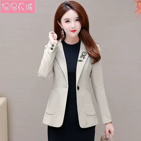 2025年春季新款条纹复古西装女短外套修身显瘦一粒扣长袖西服上衣商品大图