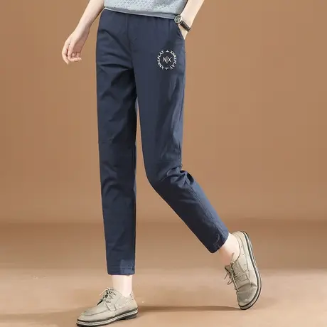 韩潮袭人2024年春季新款松紧腰刺绣宽松显瘦休闲裤女哈伦裤长裤子图片