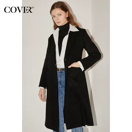 COVER冬季闪葱宽松商务羊毛毛呢外套商品大图