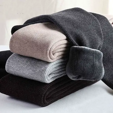 薄/厚款秋冬加绒加厚竖条打底裤女螺纹踩脚高腰保暖连裤袜子大码商品大图