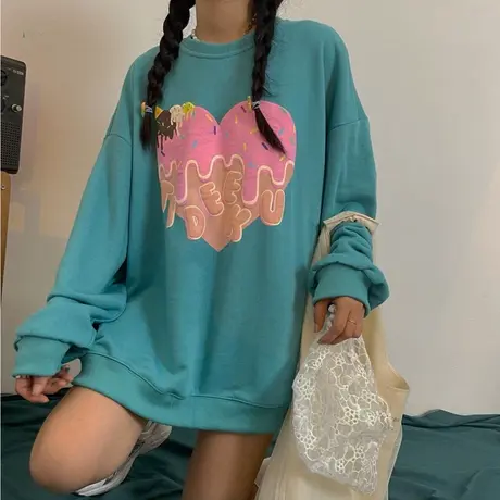 美式复古卫衣女宽松韩版chic港味上衣春秋薄款oversize外套潮ins商品大图