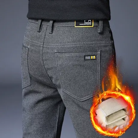 秋冬款冬季加绒冬裤男士加厚男裤子休闲长裤中年爸爸宽松直筒外穿商品大图