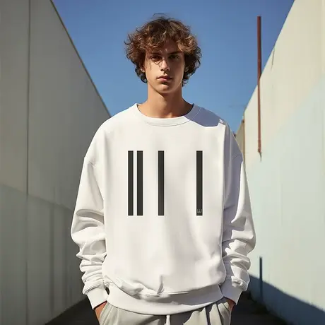 oversize港风圆领重磅卫衣男潮牌ins简约大码男装加绒加厚秋冬款商品大图