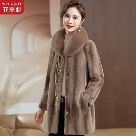 妈妈秋冬装外套洋气水貂绒2023新款中老年妇女装冬季高贵加厚大衣商品大图
