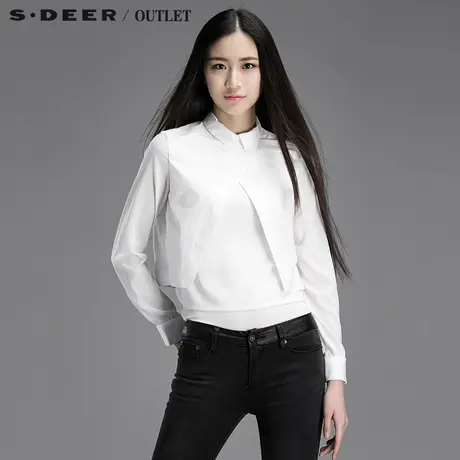 s.deer【上新】圣迪奥女装专柜修身职业百搭长袖白衬衫S15180567图片
