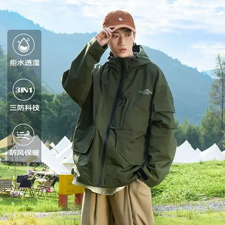 男士防水冲锋衣男外套防风衣高级感痞帅轻熟风防风衣夹克2024春季商品大图