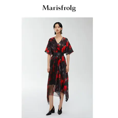 【经典系列】玛丝菲尔连衣裙2022春季新款V领收腰中长款礼服裙子图片