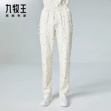 [时尚秀款]九牧王男裤休闲裤春夏新款新款纯棉印花修身长裤男DN图片