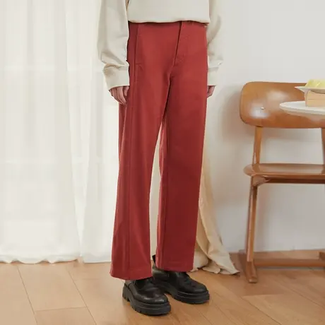 omont蛋挞家 复古可调节裤袢高腰直筒裤女2022新款显瘦休闲裤长裤商品大图