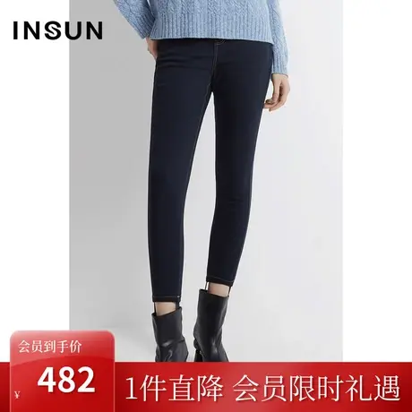 恩裳2022冬季时尚撞色线设计舒适弹力百搭牛仔休闲裤图片