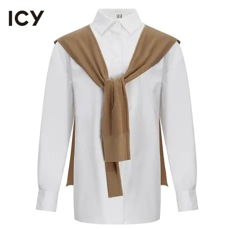 icy2023春季新款摩登撞色两件套披肩毛衣衬衫【Come se Cómo】图片