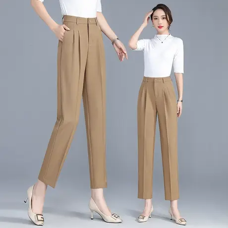 哈伦西装裤女春秋2023年高腰职业小脚烟管裤小个子气质休闲萝卜裤商品大图