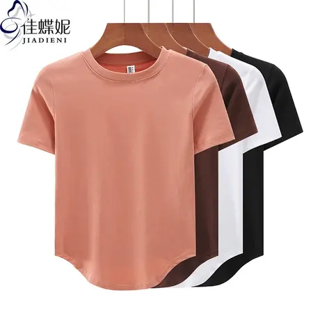 夏季新款韩版圆领修身纯棉纯色燕尾纯欲短袖体恤上衣内搭女打底衫商品大图