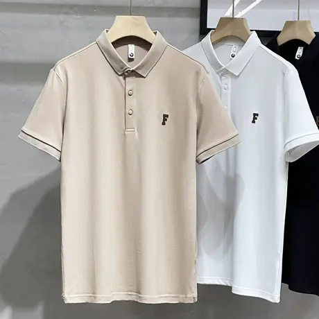 简约刺绣翻领短袖polo衫男夏季t恤韩版修身潮流2023新款百搭上衣商品大图