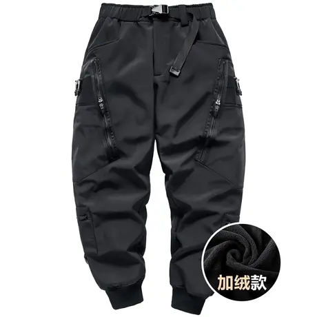VIP秋冬季工装裤男加绒加厚机能多口袋伞兵裤休闲运动束脚裤潮牌商品大图