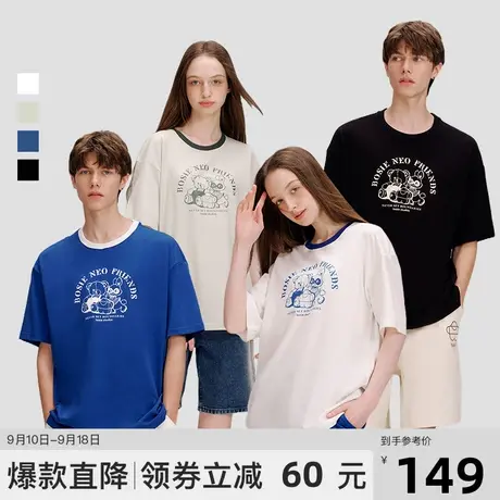 【小花人系列】bosie 2023年夏季新款短袖T恤情侣全家福印花T恤潮商品大图