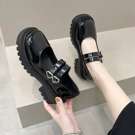 厚底高跟玛丽珍鞋女春季新款2023年日系jk小皮鞋一字带粗跟单鞋子图片