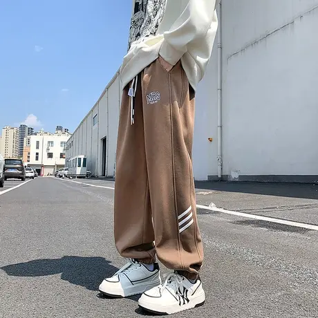 百搭卫裤男春秋季美式高街束脚运动裤潮牌潮流2024新款复古休闲裤图片