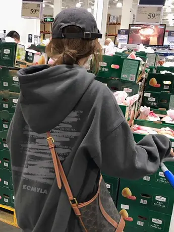 春季大码卫衣女设计感小众宽松bf慵懒风连帽时髦外套胖mm2-300斤商品大图