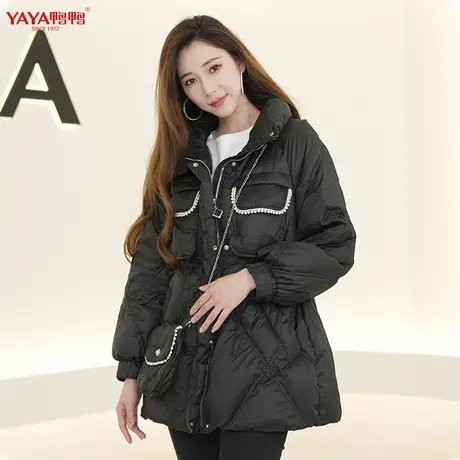 鸭鸭羽绒服女2023年秋冬立领新款中长款面包服时尚宽松休闲外套C图片
