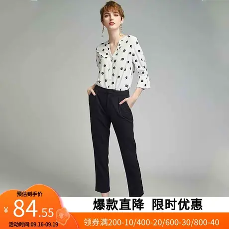 艾格2023春季新款女装宽松休闲时尚直筒长裤W1540商品大图