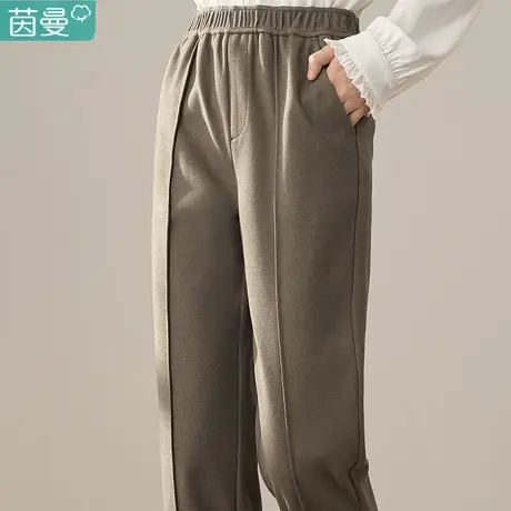 茵曼高腰毛呢裤子女秋装2023年新款显瘦百搭休闲直筒西装裤女裤商品大图